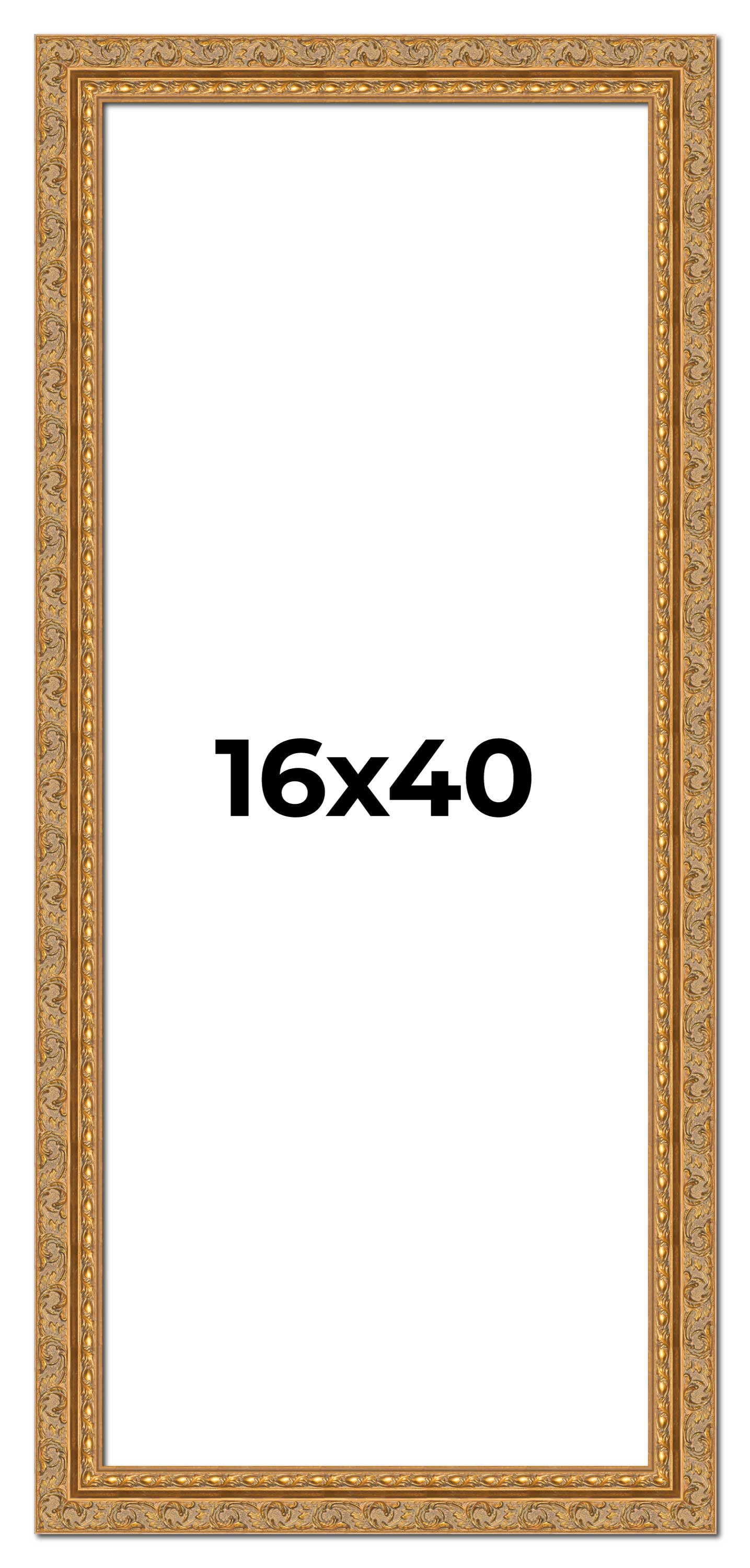 16x40 Frame Gold Ornate Solid Wood Picture Frame | 2 Inch Moulding ...