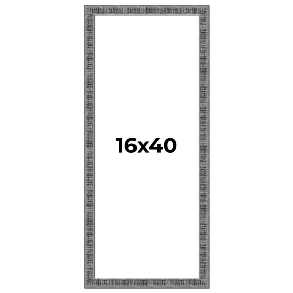 16x40 Frame Silver Black Rustic Sonoma Solid Wood Picture Frame | 1.5 Inch Moulding Width |