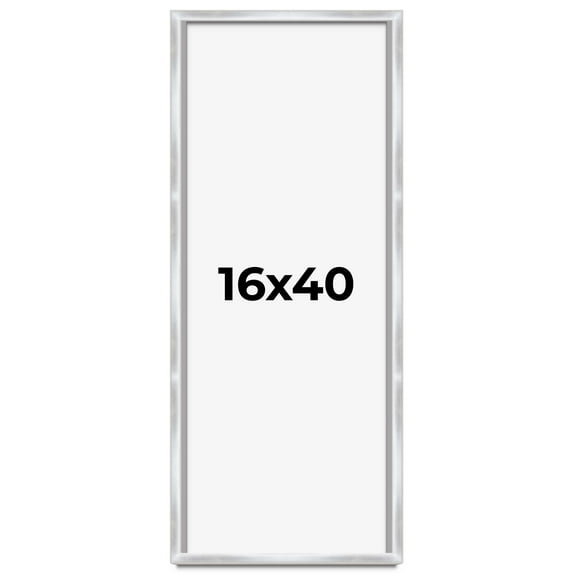 16x40 Frame Silver Whitewashed Wood Grain Solid Wood Shadow Box | 0.75 Inch Moulding Width | 0.75