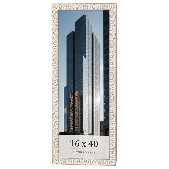 16x40 Frame White Real Wood Picture Frame Width 1.5 inches | Interior Frame Depth 0.5 inches |