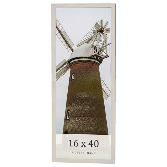 16x40 Frame White Wheat Solid Wood Picture Frame | Moulding Width 0.75 Inches | Interior Depth 0.5
