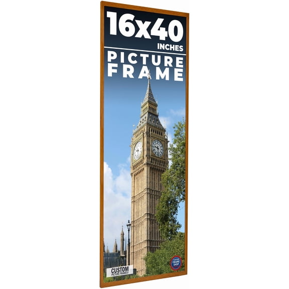 16x40 Honey Brown Real Wood Picture Frame Width 0.75 inches | Interior Frame Depth 0.5 inches |