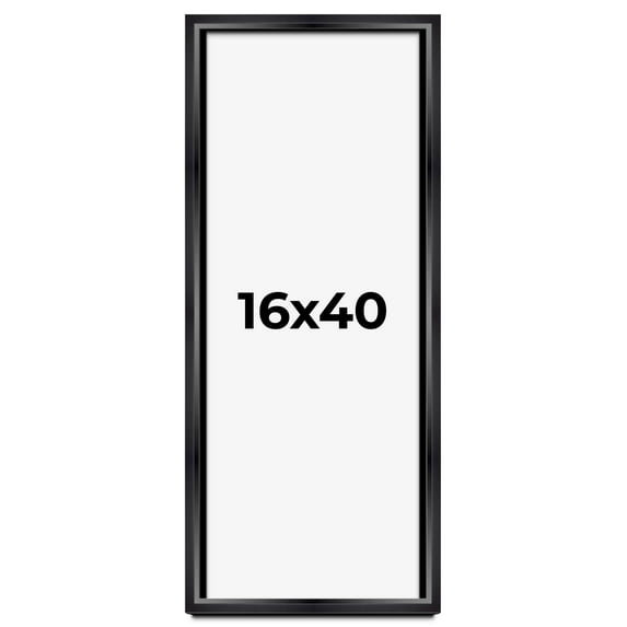 16x40 Shadow Box Frame Black | 1.25 inches Deep Real Wood Contemporary Shadowbox Display Frame | UV