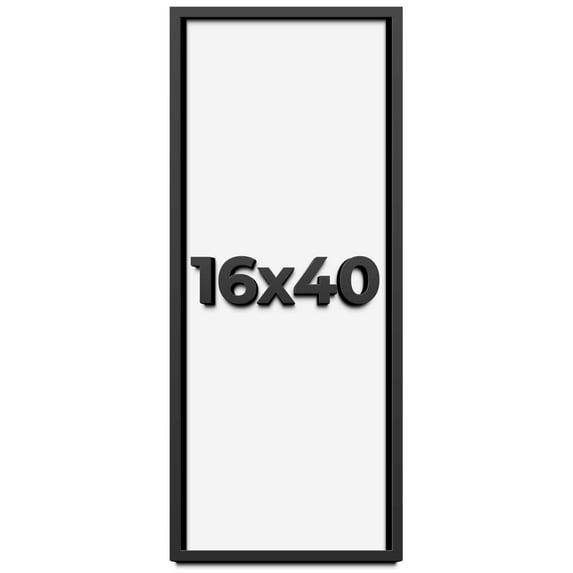 16x40 Shadow Box Frame Black | 1 inches Deep Real Wood Contemporary Shadowbox Display Frame | UV