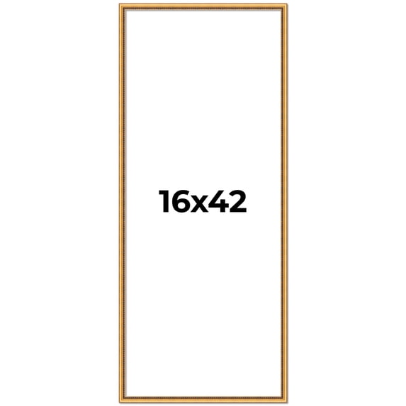 16x42 Frame Beaded Gold Solid Wood Picture Frame | 0.75 Inches Moulding Width | Liscio Oro