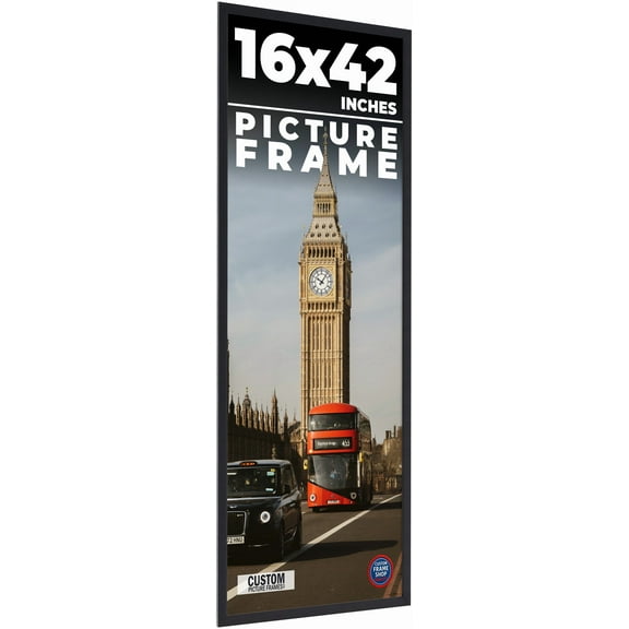 16x42 Frame Black Real Wood Picture Frame Width 0.75 inches | Interior Frame Depth 0.5 inches |