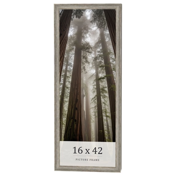 16x42 Frame Grey Solid Wood Picture Frame Width 1 Inches | Interior Frame Depth 0.5 Inches |