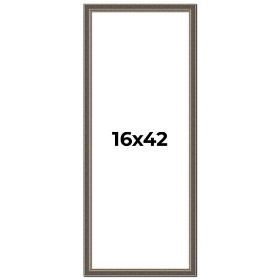 16x42 Frame Silver Real Wood Picture Frame Width 1.25 Inches | Interior Frame Depth 0.5 Inches |