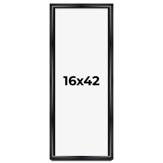 16x42 Shadow Box Frame Black | 1.25 inches Deep Real Wood Contemporary Shadowbox Display Frame | UV