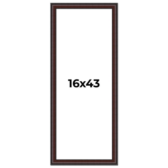 16x43 Frame Brown Round Mahogany Solid Wood Picture Frame | 1.625 Inch Moulding Width | with UV