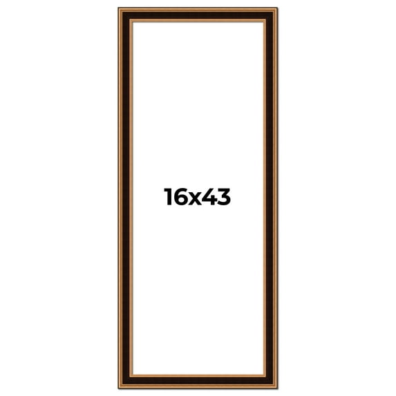 16x43 Frame Gold Brown Plein Air Vintage Solid Wood Picture Frame | 1.75 Inches Moulding Width |