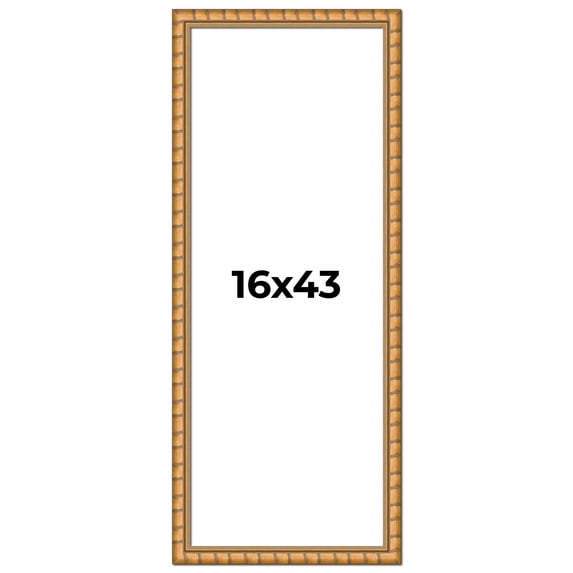 16x43 Frame Gold Real Wood Picture Frame Width 1.5 inches | Interior Frame Depth 0.5 inches |
