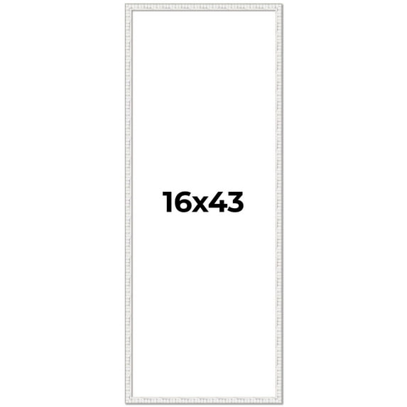 16x43 Frame White Scuffed Rustic Solid Wood Picture Frame | 0.75 Inch Moulding Width| Includes UV