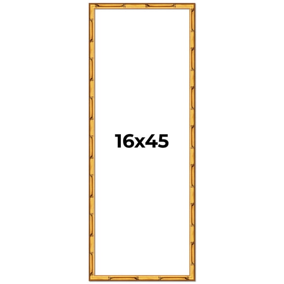 16x45 Frame Gold Bamboo Picture Frame - Complete Modern Photo Frame Includes UV Acrylic Shatter