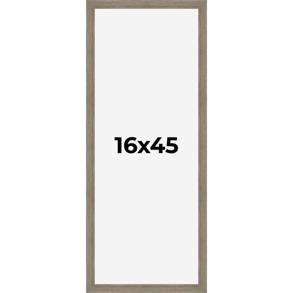 16x45 Frame Gray Barnwood Rustic Solid Wood Picture Frame | 1.5 Inch Moulding Width | Includes UV