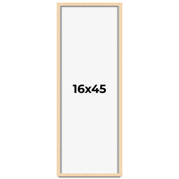 16x45 Frame Natural Wood Picture Frame | 0.75 Inch Moulding Width | with UV Acrylic Plexiglass,