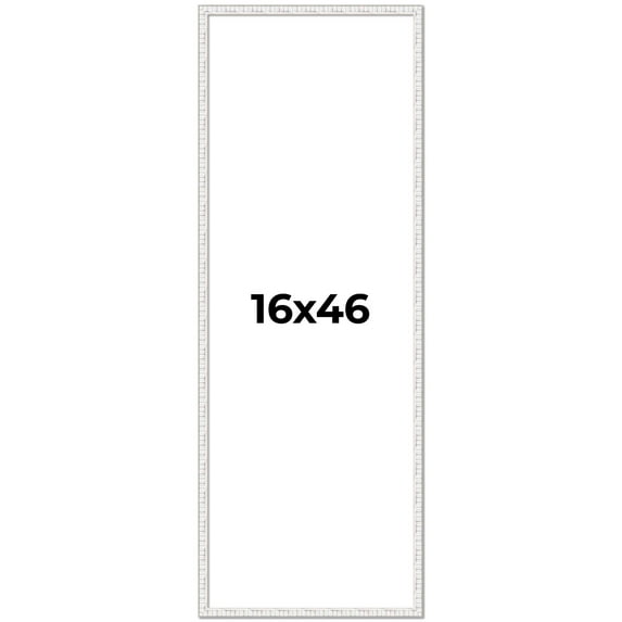 16x46 Frame White Scuffed Rustic Solid Wood Picture Frame | 0.75 Inch Moulding Width| Includes UV