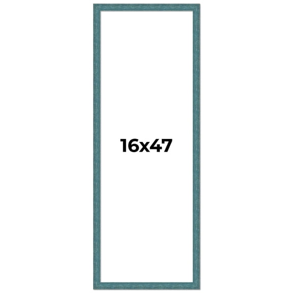 16x47 Frame Blue Rustic Barnwood Solid Wood Picture Frame Width 1.25 Inches | Interior Depth 0.5