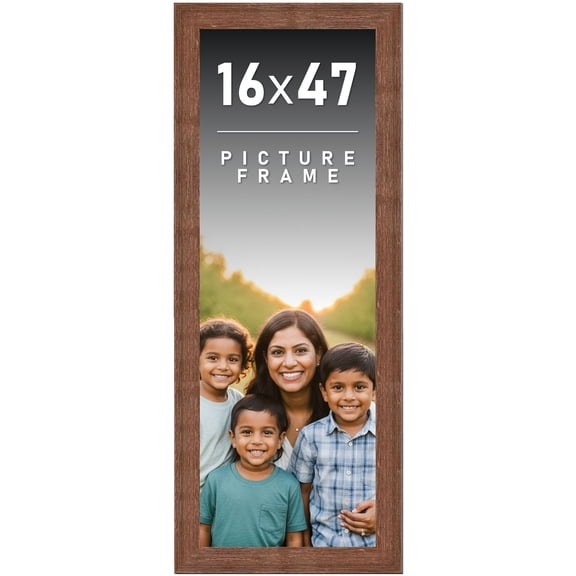 16x47 Frame Brown Distressed Barnwood Picture Frame | Rustic Farmhouse Photo Frame Includes UV