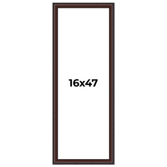 16x47 Frame Brown Round Mahogany Solid Wood Picture Frame | 1.625 Inch Moulding Width | with UV
