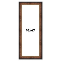 16x47 Frame Brown Walnut Gold Ornate Trim Solid Wood Plein Air Picture Frame | 3 Inch Moulding