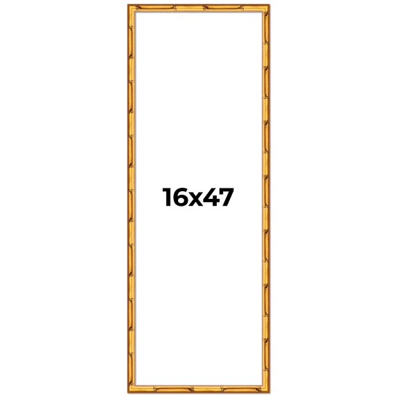 16x47 Frame Gold Bamboo Solid Wood Picture Frame | 1 Inch Moulding Width | Interior Frame Depth