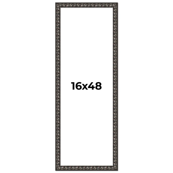 16x48 Frame Black-Brown Medieval Solid Wood Picture Frame | 1.5 Inch Moulding Width | Gotham