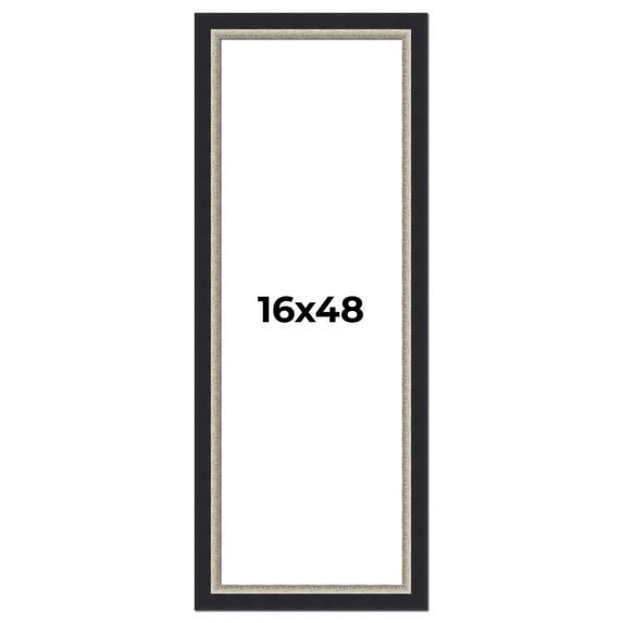16x48 Frame Black Real Wood Picture Frame Width 2.25 Inches | Interior Frame Depth 0.5 Inches |