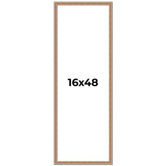 16x48 Frame Brown 60's Wooden Cabinet Solid Wood Picture Frame | 1 Inch Moulding Width | Complete