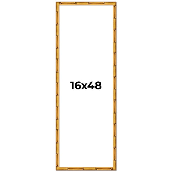 16x48 Frame Gold Bamboo Picture Frame - Complete Modern Photo Frame Includes UV Acrylic Shatter
