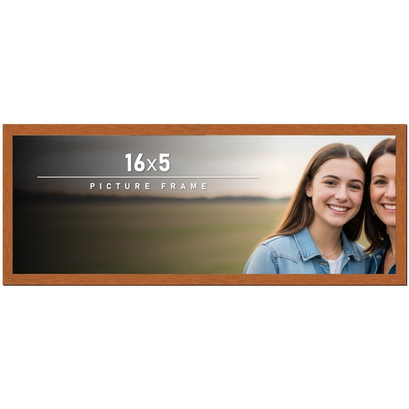 16x5 Frame Honey Pecan Brown Picture Frame - Modern Photo Frame Includes UV Acrylic Shatter Guard