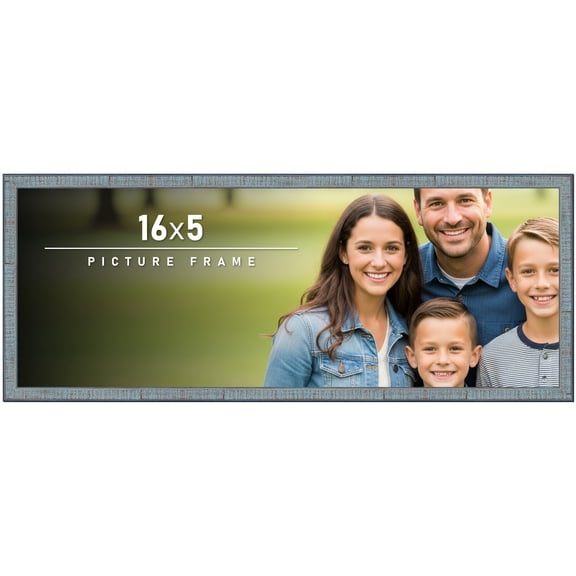 16x5 Frame Rustic Sky Blue Solid Wood Picture Frame | 0.75 Inch Moulding Width |Includes UV Acrylic