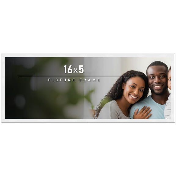 16x5 Frame White Solid Wood Picture Frame Includes UV Acrylic Shatter Guard Front, Acid Free Foam
