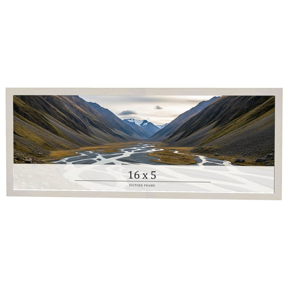 16x5 Frame White Wheat Solid Wood Picture Frame | Moulding Width 0.75 Inches | Interior Depth 0.5