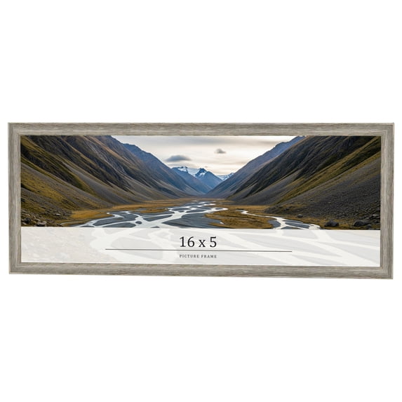 16x5 IN Frame Grey Solid Wood Picture Frame Width 1 Inches | Interior Frame Depth 0.5 Inches |