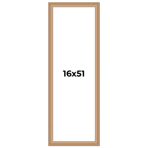 16x51 Frame Charleston Honey Brown Solid Wood Picture Frame Width 1.75 Inches | Interior Depth 0.5