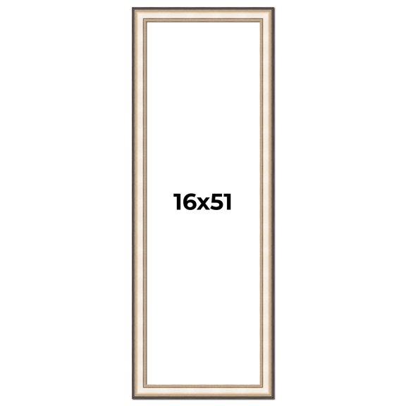 16x51 Frame Gold Silver Plein Aire 2" Inch Wide Moulding Solid Wood Picture Frame | Modena