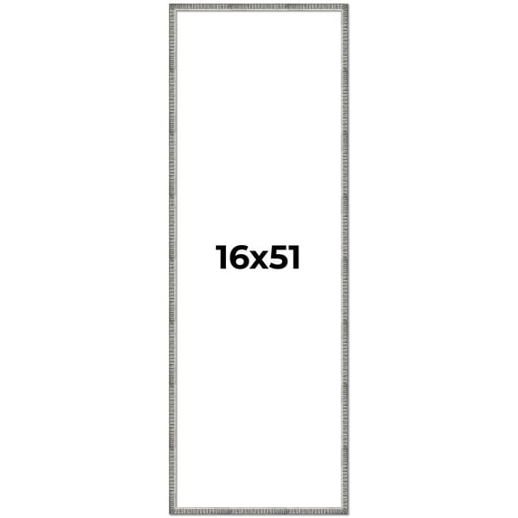16x51 Frame Silver Grey Distressed Solid Wood Picture Frame | 0.75 Inch Moulding Width | Interior