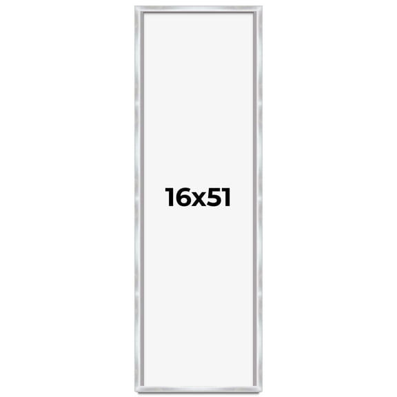 16x51 Frame Silver Whitewashed Wood Grain Solid Wood Shadow Box | 0.75 Inch Moulding Width | 0.75