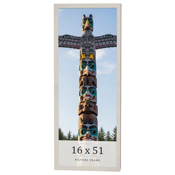 16x51 Frame White Wheat Solid Wood Picture Frame | Moulding Width 0.75 Inches | Interior Depth 0.5