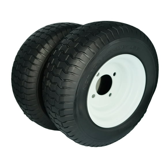 16x6.50-8 with 4 Lug Wheels, Set of 2 Flat Free 16x6.5x8 Replacement for Snapper 5-0294 Rear Engine Rider, Turf Tread Lawn Tractor Tire and 8x5.375 4 on 4 Wheel Assembly, 415 lbs Capacity