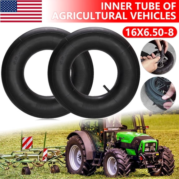 16x6.50-8 Straight Valve Inner Tubes 2-Pack for Farm Trailers & Utility Vehicles