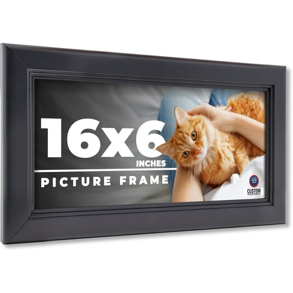 16x6 Frame Black Passaggi Solid Wood Picture Frame Width 1.5 Inches | Interior Frame Depth 0.5