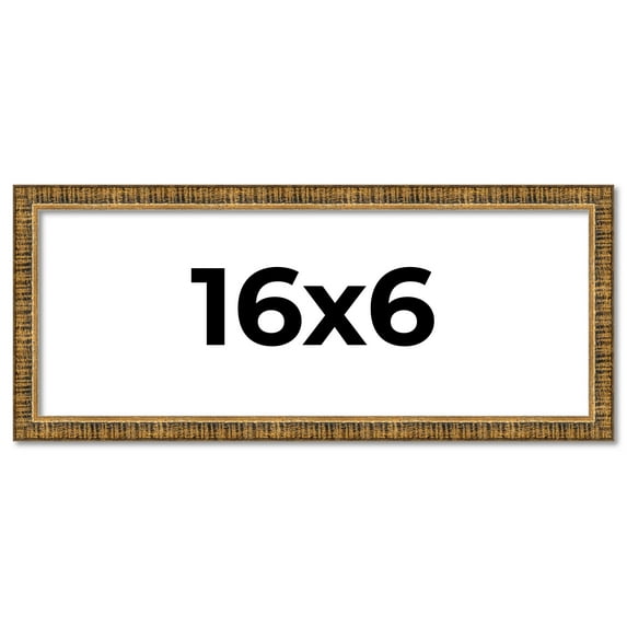 16x6 Frame Gold Kingsley Distressed Solid Wood Picture Frame Width 0.75 Inches | Interior Frame