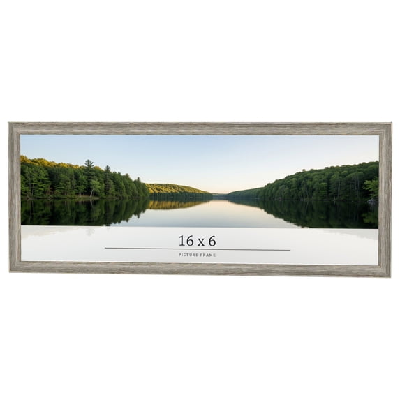16x6 Frame Grey Solid Wood Picture Frame Width 1 Inches | Interior Frame Depth 0.5 Inches |