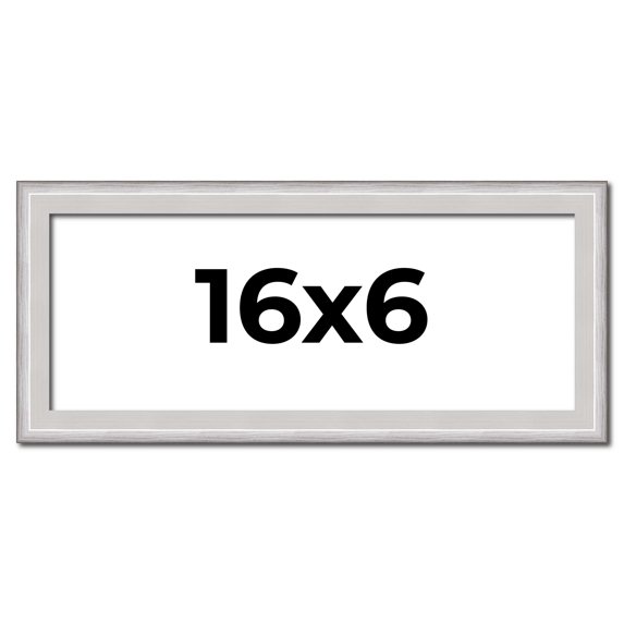 16x6 Frame Silver Inner Slope Bevel Picture Frame | 1 Inch Moulding Width | 0.75 Inch Rabbet Depth
