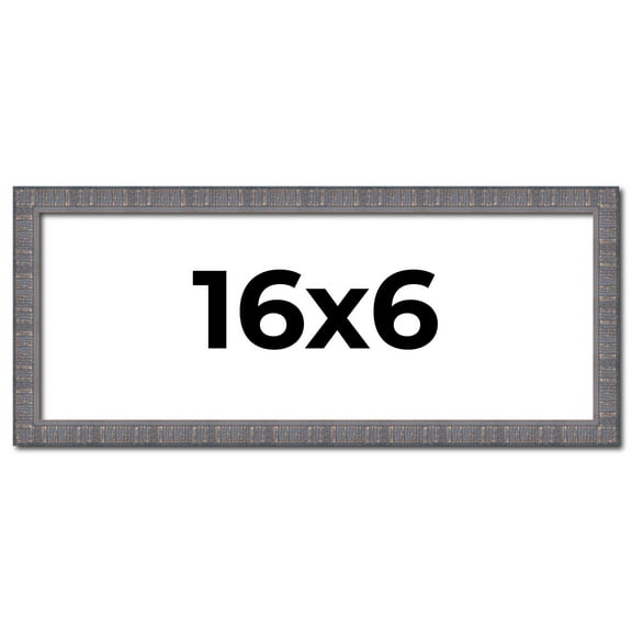 16x6 Frame Slate Blue Distressed Rustic Solid Wood Picture Frame | 0.75 Inch Moulding Width |