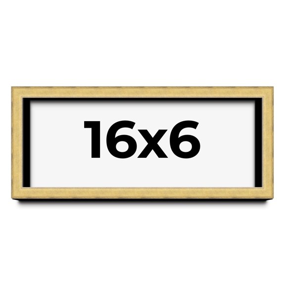 16x6 Shadow Box Frame Gold | 1.375 Inches Deep Real Wood Contemporary Shadowbox Display Frame | UV