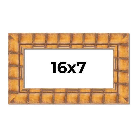 16x7 Frame Beige Real Wood Picture Frame Width 3 inches | Interior Frame Depth 0.5 inches | Natural