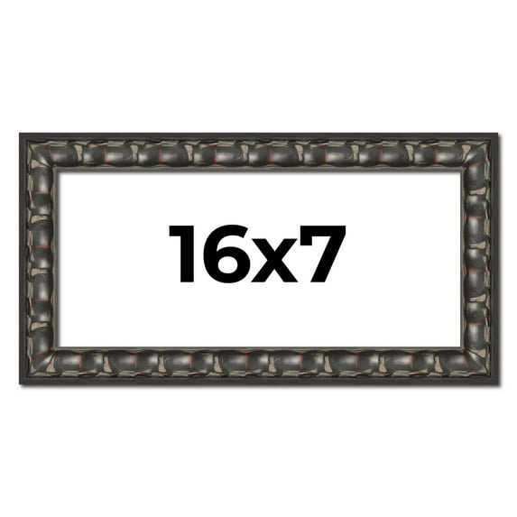16x7 Frame Black-Brown Medieval Solid Wood Picture Frame | 1.5 Inch Moulding Width | Gotham Beveled